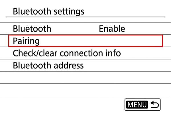 EOS-1D X Mark III Pairing selection screen