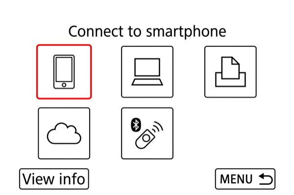 Connect to smartphone menu on EOS M200