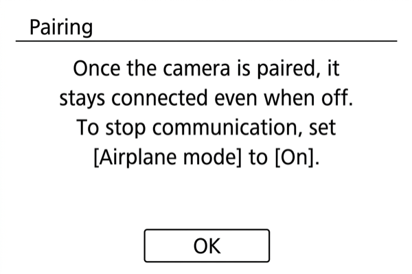 Confirm pairing start on EOS M200