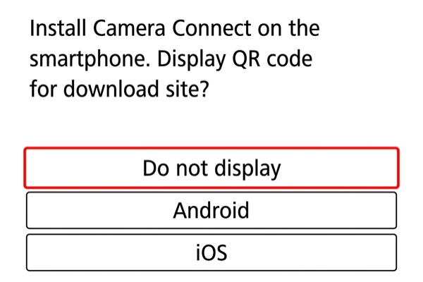 EOS M50 Mark II app installation options screen