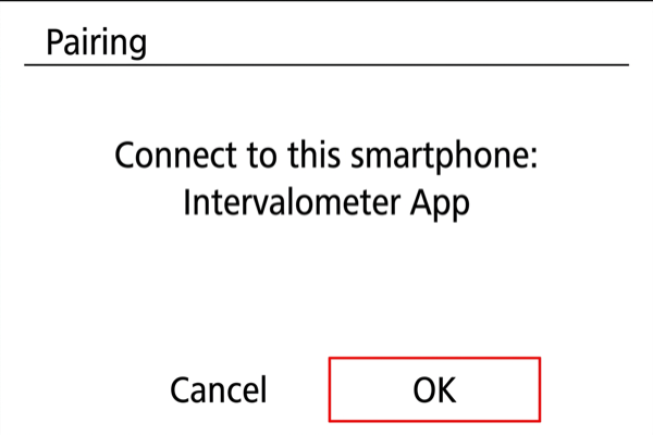 EOS M50 Mark II camera OK confirmation screen during pairing
