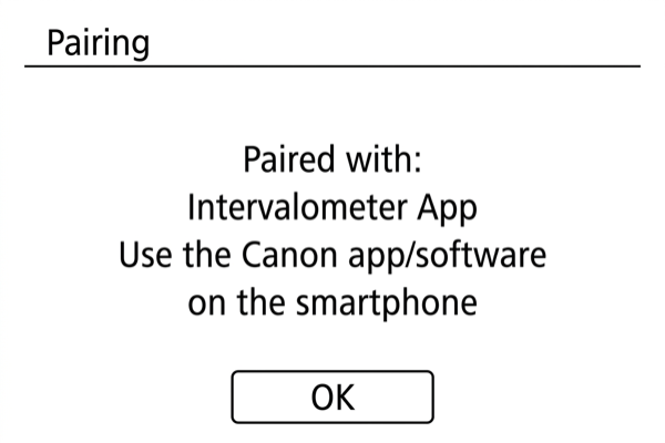 EOS M50 Mark II pairing complete screen