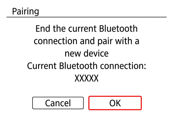 EOS M50 Mark II Bluetooth pairing in progress