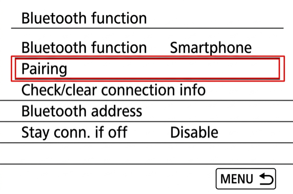 Pairing option on EOS M50
