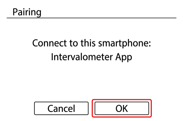 OK confirmation screen on EOS M50