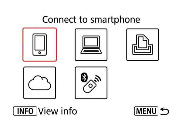 Connect to smartphone menu on EOS 90D