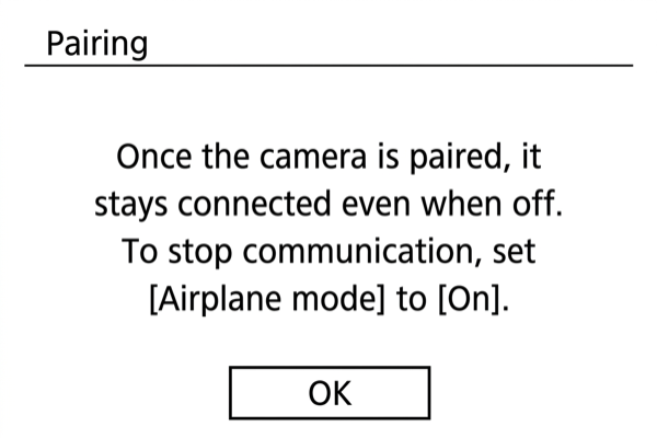 EOS R100 pairing screen