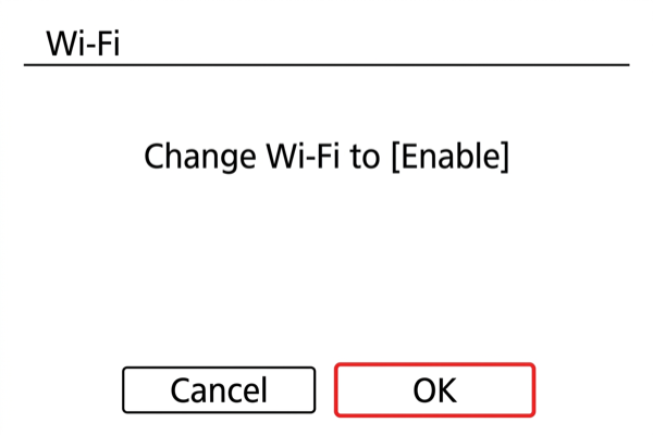 EOS R6 Wi-Fi settings disabled confirmation message
