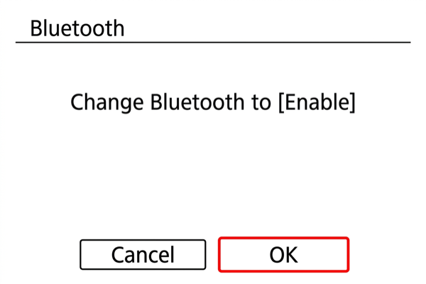 EOS R6 Bluetooth settings disabled confirmation message