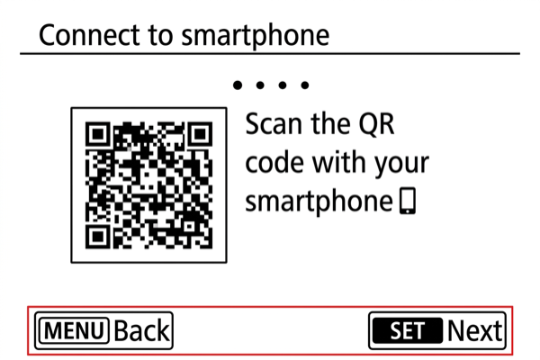 EOS R6 pairing initiation screen