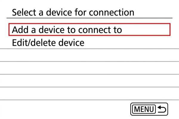 EOS R7 screen showing Add a device to connect to