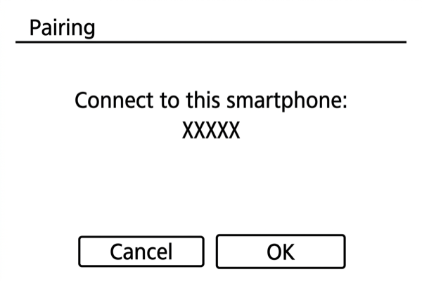 EOS R7 Bluetooth pairing confirmation screen