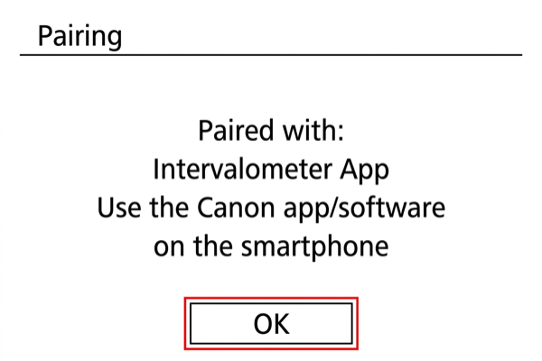 EOS R7 screen prompting to press SET to complete pairing