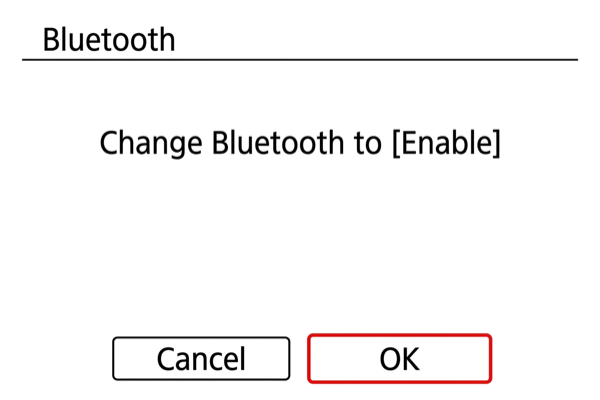 EOS R8 Bluetooth settings disabled confirmation message